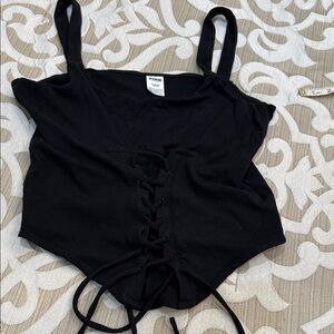 Pink Black Lace-Up Camisole Top will fit L size